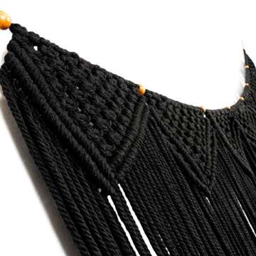 Macrame Woven Wall Hanging Curtain Fringe Garland Banner - Boho Shabby Gothic Wall Decor - Apartment Dorm Living Room Bedroom Baby Nursery Art - Party Backdrop Decoration 47" L x 28" W