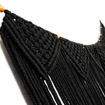 Macrame Woven Wall Hanging Curtain Fringe Garland Banner - Boho Shabby Gothic Wall Decor - Apartment Dorm Living Room Bedroom Baby Nursery Art - Party Backdrop Decoration 47" L x 28" W