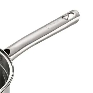 T-fal Performa Stainless Steel Sauce Pan with Lid 3 Quart, Induction Compatible, Oven Broiler Safe 500F, Multipurpose Handy Saucepan, Kitchen Small Pot, Pots and Pans, Cookware, Dishwasher Safe Silver