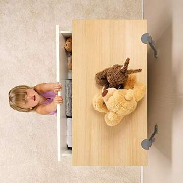 Qdos Safety Zero-Screw Furniture Anti-Tip Kit | Gray | Patented SecureHooks Anchor Holds up to 200 l...