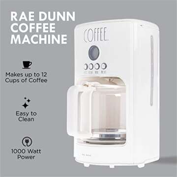 Rae Dunn Programmable Drip Coffee Maker, Coffee Pot for Kitchen, Electric Coffee Machine for Brewing...
