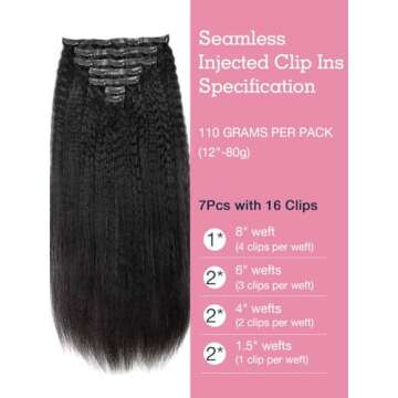 Flooyeer Seamless Clip-in Real Human Hair Extensions