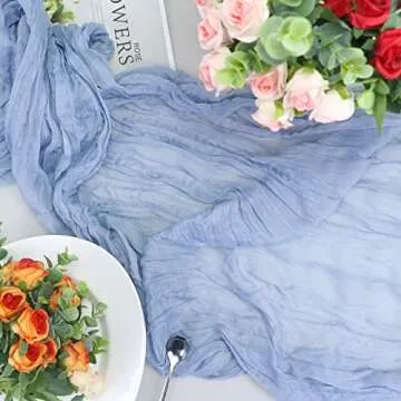 Twakashic 2 Pack 13Ft Cheesecloth Table Runner, Boho Rustic Gauze Dusty Blue Table Runner 35" x 160" Long for Wedding Baby/Bridal Shower Birthday Holiday Party Decor Home Decoration