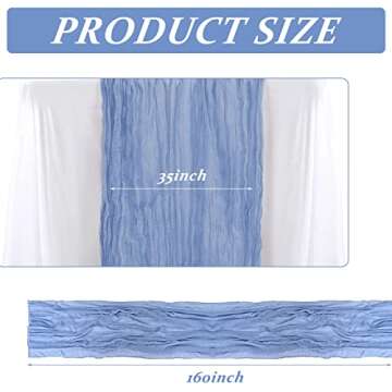 Twakashic 2 Pack 13Ft Cheesecloth Table Runner, Boho Rustic Gauze Dusty Blue Table Runner 35" x 160" Long for Wedding Baby/Bridal Shower Birthday Holiday Party Decor Home Decoration