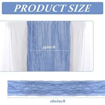 Twakashic 2 Pack 13Ft Cheesecloth Table Runner, Boho Rustic Gauze Dusty Blue Table Runner 35" x 160" Long for Wedding Baby/Bridal Shower Birthday Holiday Party Decor Home Decoration