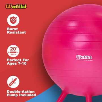 WALIKI Classroom Chair Ball with Feet for Kids | 20"/50CM Flexible Classroom Seating | Stability Bal...