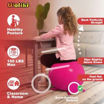WALIKI Classroom Chair Ball with Feet for Kids | 20"/50CM Flexible Classroom Seating | Stability Ball for Focus & Sensory Kids