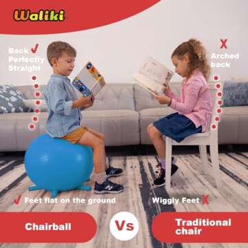 WALIKI Classroom Chair Ball with Feet for Kids | 20"/50CM Flexible Classroom Seating | Stability Ball for Focus & Sensory Kids