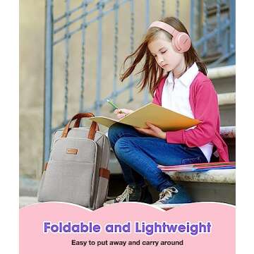 KONNAO Kids Headphones Wireless 60H, Foldable On Ear Headphone with MIC, Volume Limiter 85dB/94dB Wireless & Wired Headphones, Over-Ear Headphone for Kid Adult School Online Class Travel, Pink