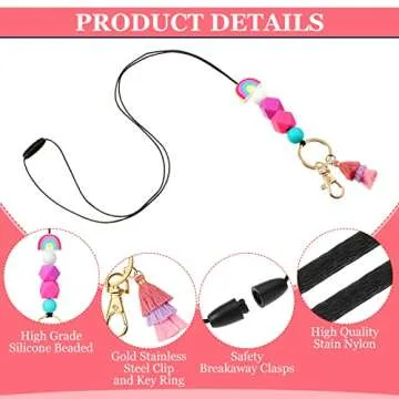 4 Teacher Lanyards for ID Badges and Keys - Rainbow Style