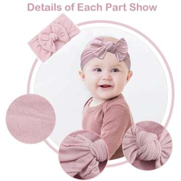 JOYOYO 16 Colors Soft Wide Turban Baby Headbands with 4.5 inches Hair Bow Headwraps for Baby Girls I...