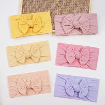 JOYOYO 16 Colors Soft Wide Turban Baby Headbands with 4.5 inches Hair Bow Headwraps for Baby Girls Infants Newborn Hair Accessories Toddlers Kids and Children