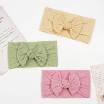 JOYOYO 16 Colors Soft Wide Turban Baby Headbands with 4.5 inches Hair Bow Headwraps for Baby Girls Infants Newborn Hair Accessories Toddlers Kids and Children