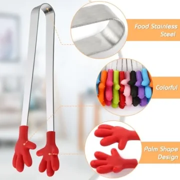 Shindel Silicone Mini Tongs - Fun Colorful Kitchen Gadgets