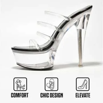 Cape Robbin Clear High Heels for Women - Sexy Stiletto Heels Women - Clear Heels for Women - Strappy Stripper Heels For Women Nude Pleaser Heels (Kim)
