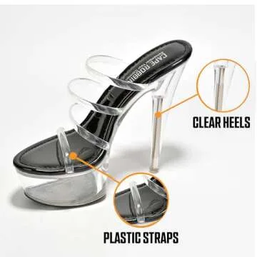 Cape Robbin Clear High Heels for Women - Sexy Stiletto Heels Women - Clear Heels for Women - Strappy Stripper Heels For Women Nude Pleaser Heels (Kim)