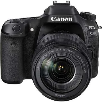 Canon EOS 80D DSLR Camera with 18-135mm Lens (1263C006), 64GB Memory Card, Case, Corel Photo Software, LPE6 Battery, Charger, Card Reader, HDMI Cable, Deluxe Cleaning Set + More (Renewed)