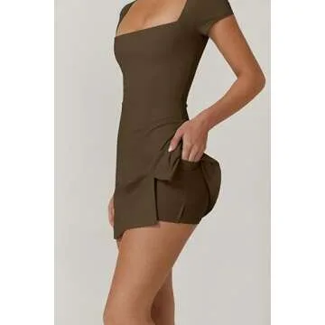 QINSEN Women's Tennis Dress with Built-in Shorts and Pockets