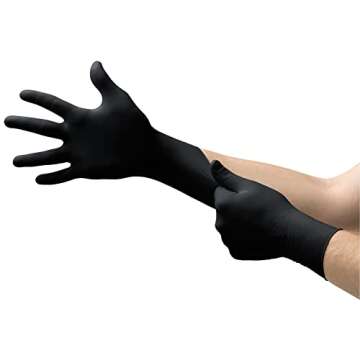 Ansell Microflex Onyx N64 Disposable Nitrile Exam Gloves for Automotive and Metal Fabrication - XL, ...