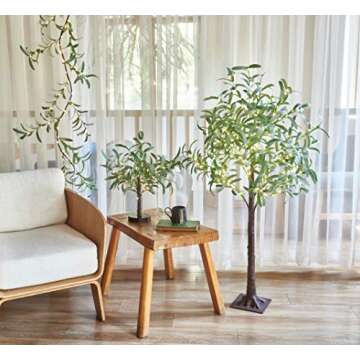 Hairui Lighted Artificial Olive Garland 6FT 96 LED Fairy Lights Battery Operated, Faux Vine Lights with Timer for Spring Christmas Holiday Fireplace Décor