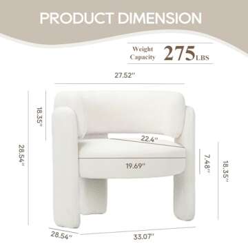 COLAMY Sherpa Barrel Accent Chair, Mid Century Modern Living Room Chair, Upholstered Side Armchair w...