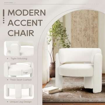 COLAMY Sherpa Barrel Accent Chair, Mid Century Modern Living Room Chair, Upholstered Side Armchair with 3 Legs for Bedroom/Reading Spaces, Cream