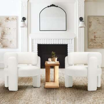 COLAMY Sherpa Barrel Accent Chair, Mid Century Modern Living Room Chair, Upholstered Side Armchair with 3 Legs for Bedroom/Reading Spaces, Cream