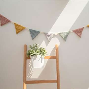 4.9ft Cotton Bunting Banner for Kids Party Decor