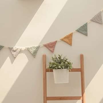 4.9ft Cotton Bunting Banner for Kids Party Decor