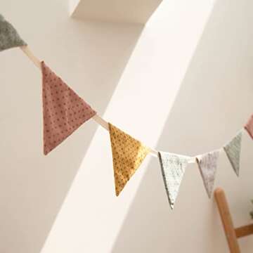 4.9ft Cotton Bunting Banner for Kids Party Decor