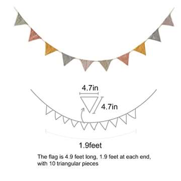 4.9ft Cotton Bunting Banner for Kids Party Decor