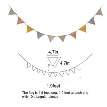 4.9ft Cotton Bunting Banner for Kids Party Decor