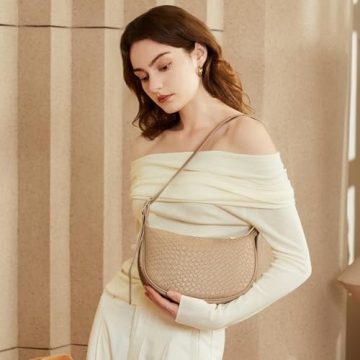 BOSTANTEN Purses for Women Small Crossbody Bags Crescent Shoulder Bag Hobo Handbag with Adjustable Strap, Khaki