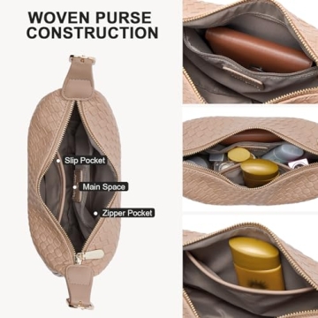 BOSTANTEN Purses for Women Small Crossbody Bags Crescent Shoulder Bag Hobo Handbag with Adjustable Strap, Khaki