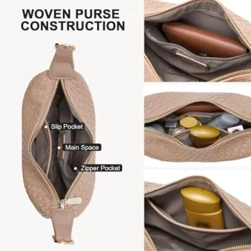 BOSTANTEN Purses for Women Small Crossbody Bags Crescent Shoulder Bag Hobo Handbag with Adjustable Strap, Khaki