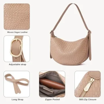 BOSTANTEN Purses for Women Small Crossbody Bags Crescent Shoulder Bag Hobo Handbag with Adjustable Strap, Khaki