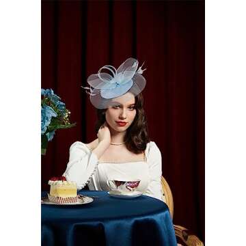 Cizoe Women's Kentucky Derby Fascinators Tea Party Hat Mesh Floral Feather Hair Clip Fascinator Head...