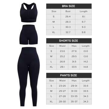 SALSPOR 3 Piece Workout Sets for Women Butt Lifting Leggings with High Impact Sports Bra Gym Shorts Activewear Matching Set(3DWX-Black-L)