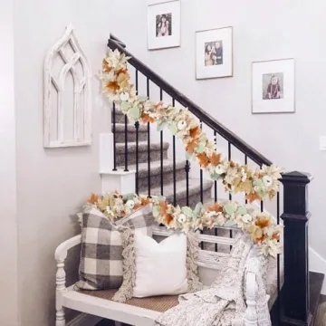 Stunning Neutral Fall Garland for Home Decor - 2 Pack