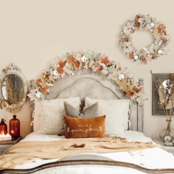 Stunning Neutral Fall Garland for Home Decor - 2 Pack