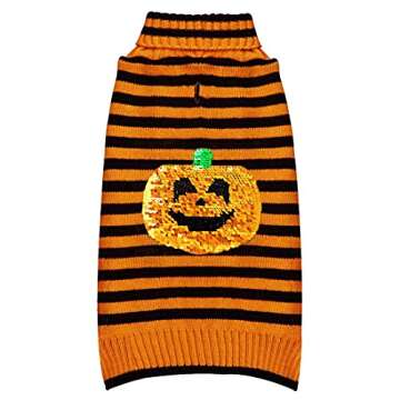 KYEESE Halloween Dog Sweater with Flippable Pumpkin Design