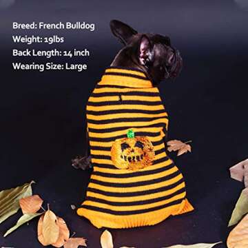 KYEESE Halloween Dog Sweater with Flippable Pumpkin Design