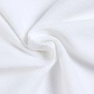 Roselux Women's Summer Scoop Neck Short Sleeve T-Shirts Ribbed Knit Slim Fitted Casual Basic Top White M