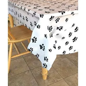 Puppy Dog Paw Print Plastic Cover for Pet Dog Themed Birthday Party Disposable Tablecloth 54" x 108"