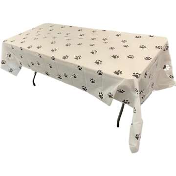 Puppy Dog Paw Print Plastic Cover for Pet Dog Themed Birthday Party Disposable Tablecloth 54" x 108"