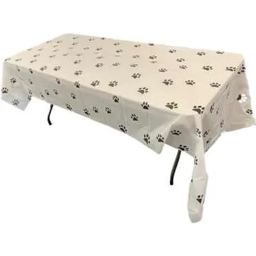 Puppy Dog Paw Print Plastic Cover for Pet Dog Themed Birthday Party Disposable Tablecloth 54" x 108"