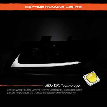 AKKON - Fits 2004-2008 Acura TSX CL9 LED Tube Projector Front Black Smoked Headlights Headlamps Pair