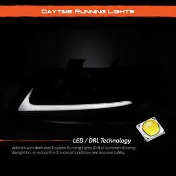 AKKON - Fits 2004-2008 Acura TSX CL9 LED Tube Projector Front Black Smoked Headlights Headlamps Pair