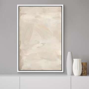 SIGNFORD Framed Canvas Print Wall Art Rustic Tan Paint Stroke Landscape Abstract Shapes Illustration...