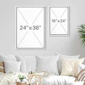 SIGNFORD Framed Canvas Print Wall Art Rustic Tan Paint Stroke Landscape Abstract Shapes Illustrations Modern Art Decorative Boho Relax/Zen Nordic for Living Room, Bedroom, Office - 16"x24" White